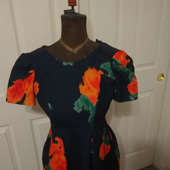 Anthropologie Red Poppy A-Line Dress Size 0 - Picture 3 of 6